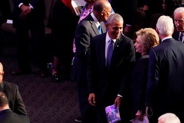 Barack Obama et Hillary Clinton aux funérailles d&#039;Elijah Cummings à Baltimore, le 25 octobre 2019.