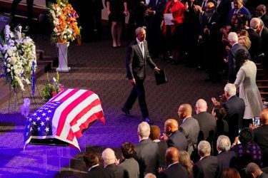 Barack Obama aux funérailles d&#039;Elijah Cummings à Baltimore, le 25 octobre 2019.