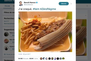 Compte Twitter de Benoît Hamon, capture d&#039;écran.