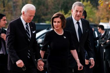 Joe Biden et Nancy Pelosi aux funérailles d'Elijah Cummings à Baltimore, le 25 octobre 2019.