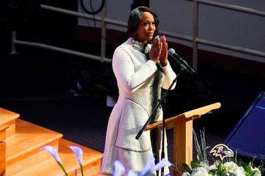 Maya Rockeymoore Cummings aux funérailles d&#039;Elijah Cummings à Baltimore, le 25 octobre 2019.
