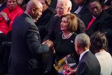 Nancy Pelosi aux funérailles d&#039;Elijah Cummings à Baltimore, le 25 octobre 2019.