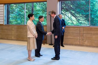 L'empereur Naruhito et l'impératrice Masako du Japon reçoivent le grand-duc Henri de Luxembourg à Tokyo, le 23 octobre 2019