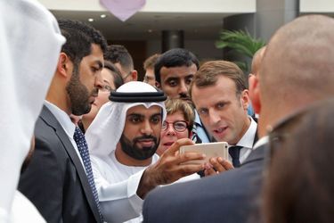Emmanuel Macron à la Sorbonne d&#039;Abou Dhabi.
