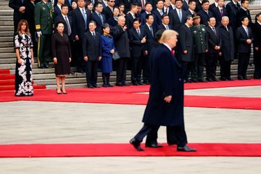 Melania et Donald Trump avec Xi Jinping et Peng Liyuan à Pékin, le 9 novembre 2017.
