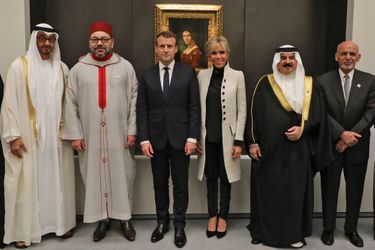 Emmanuel et Brigitte Macron à l&#039;inauguration du musée du Louvre d&#039;Abu Dhabi, le 8 novembre 2017