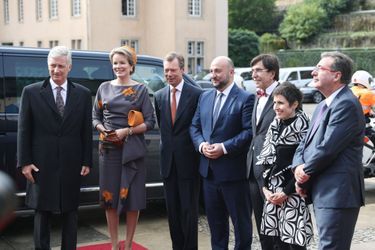 Le grand-duc Henri de Luxembourg avec la reine Mathilde et le roi des Belges Philippe à Luxembourg le 16 octobre 2019