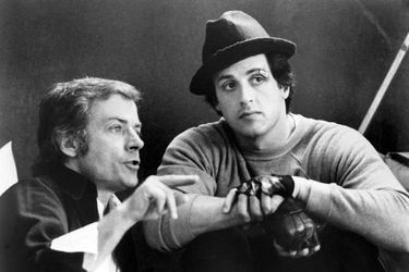 John Avildsen et Sylvester Stallone sur le tournage de &quot;Rocky&quot;.