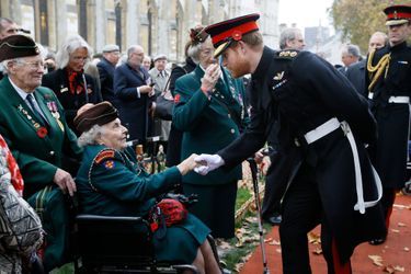 Le prince Harry devant Westminster Abbey à Londres, le 5 novembre 2015