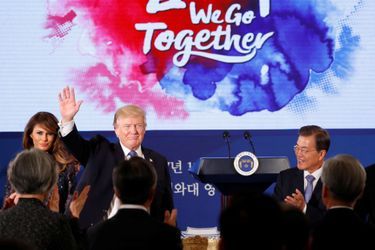 Melania et Donald Trump à la Maison Bleue, à Séoul, le 7 novembre 2017.
