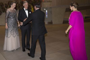 Le prince Guillaume et la princesse Stéphanie de Luxembourg avec la reine Mathilde et le roi des Belges Philippe à Luxembourg, le 16 octobre 2019