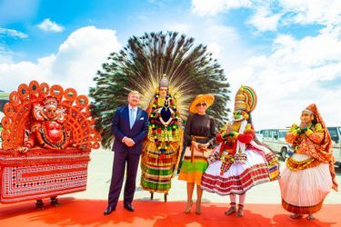 La reine Maxima et le roi Willem-Alexander des Pays-Bas à Kochi (Cochin) en Inde, le 17 octobre 2019