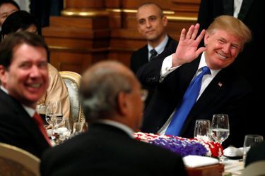 Donald Trump lors du dîner d'Etat à Tokyo, le 6 novembre 2017.