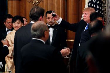 Donald Trump lors du dîner d'Etat à Tokyo, le 6 novembre 2017.