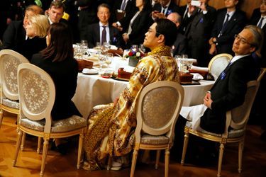 La star japonaise Pikotaro lors du dîner d'Etat à Tokyo, le 6 novembre 2017.