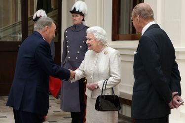La reine Elizabeth II avec le prince Philip et Noursoultan Nazarbaïev à Londres, le 4 novembre 2015
