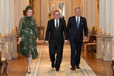 La reine Mathilde et le roi des Belges Philippe avec le président du Parlement luxembourgeois à Luxembourg, le 15 octobre 2019