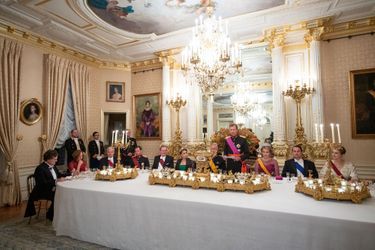 La banquet d'Etat offert par le grand-duc Henri et la grande-duchesse Maria Teresa de Luxembourg au roi des Belges Philippe et à la reine Mathilde à Luxembourg, le 15 octobre 2019