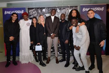 Chloé Jouannet, Jammeh Diangana, Kery James, Leïla Sy, Bakary Diombera et Dali Benssalah lors de la promotion de «Banlieusards» à Paris le 13 octobre 2019. 