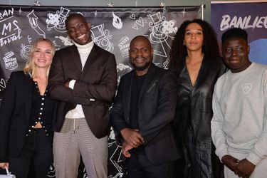  Chloé Jouannet, Jammeh Diangana, Kery James, Leïla Sy, Bakary Diombera lors de la promotion de «Banlieusards» à Paris le 13 octobre 2019. 