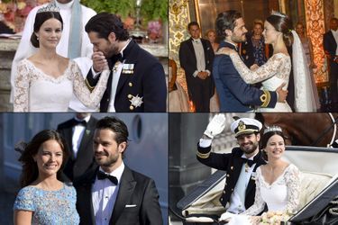 Le prince Carl Philip de Suède et Sofia Hellqvist, lors de leur mariage. 