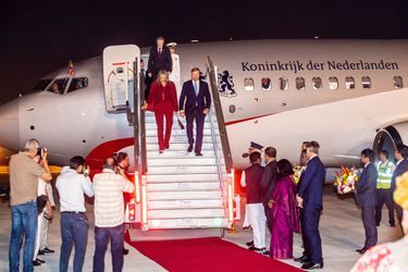 La reine Maxima et le roi Willem-Alexander des Pays-Bas à leur arrivée à New Delhi, le 13 octobre 2019