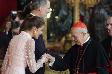La reine Letizia et le roi Felipe VI d&#039;Espagne à Madrid, le 12 octobre 2019