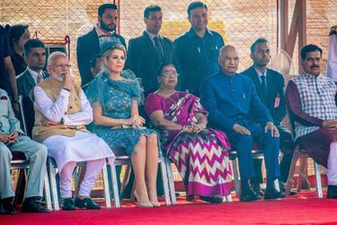 La reine Maxima des Pays-Bas avec le Premier ministre indien, le président de l'Inde et sa femme à New Delhi, le 14 octobre 2019