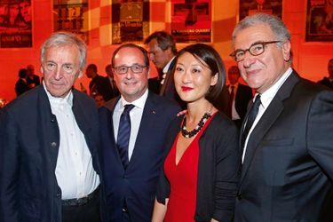 Costa-Gavras, président de la Cinémathèque française, François Hollande, Fleur Pellerin, Serge Toubiana, directeur général de la Cinémathèq...