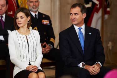 La reine Letizia et le roi Felipe VI d&#039;Espagne au Palais royal à Madrid, le 29 octobre 2015