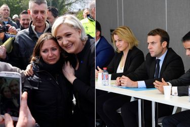 Marine Le Pen et Emmanuel Macron à Amiens mercredi. 