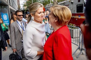 La reine Maxima des Pays-Bas avec Angela Merkel à New York, le 24 septembre 2019