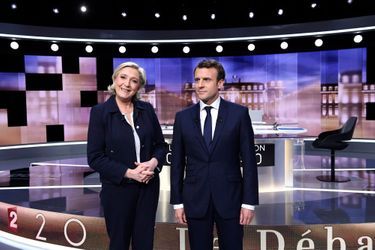 Marine Le Pen et Emmanuel Macron avant le débat du second tour de la présidentielle.