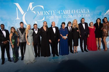 Le prince Albert II de Monaco, entouré de stars, le 26 septembre 2019 à Monaco