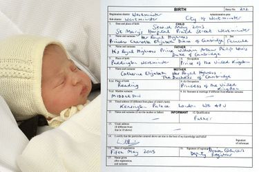 La princesse Charlotte et son acte de naissance officiel.
