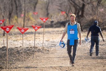 Le prince Harry visite un champ de mines antipersonnel en Angola le 27 septembre 2019