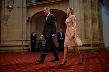La reine Letizia et le roi Felipe VI d'Espagne à Oviedo, le 20 octobre 2017