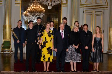 La reine Mathilde et le roi des Belges Philippe avec la princesse Astrid de Belgique à Bruxelles, le 19 octobre 2017