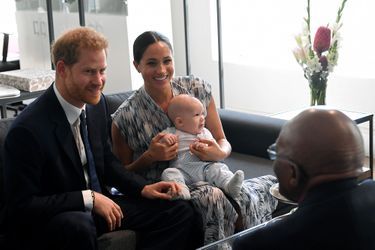 Meghan Markle, le prince Harry et leur fils Archie rendent visite à Desmond Tutu et sa fille Theresa Thandeka au Cap en Afrique du Sud le 25 septembre 2019