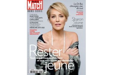 Sharon Stone en couverture du hors série "Rester Jeune" de Paris Match