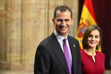 La reine Letizia et le roi Felipe VI d'Espagne à Oviedo, le 23 octobre 2015