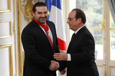 Francois Hollande et Saad Hariri lundi à l&#039;Elysée. 