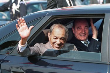Jacques Chirac et Hassan II du Maroc à Orly, en mai 1996.
