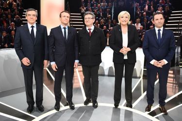 Les cinq candidats du débat de la présidentielle sur TF1. 