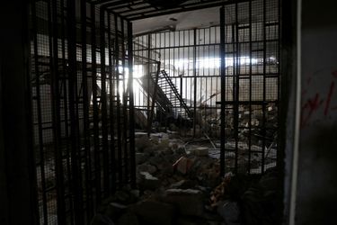 Dans les sous-sols du stade de Raqqa, transformé en bunker par les jihadistes du groupe terroriste Etat islamique, le 18 octobre 2017.