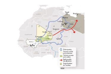 Sous la poussée française au Mali, les djihadistes doivent passer les frontières des territoires touareg pour se réfugier en Libye et au Tchad.