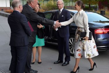 La princesse Victoria de Suède avec ses parents la reine Silvia et le roi Carl XVI Gustaf à Solna, le 16 octobre 2017
