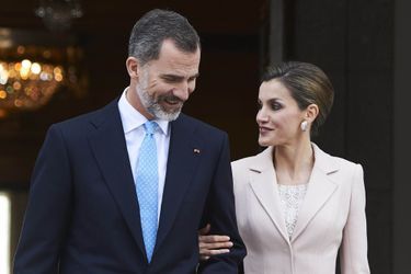 La reine Letizia et le roi Felipe VI d’Espagne à Madrid, le 22 février 2017 