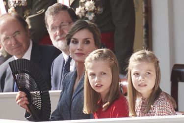 La reine Letizia d'Espagne et ses filles les princesses Leonor et Sofia à Madrid, le 12 octobre 2017