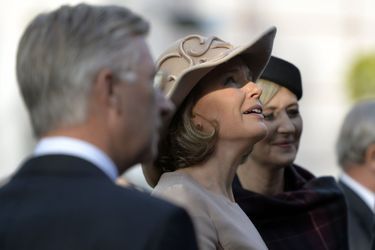 La reine Mathilde et le roi Philippe de Belgique à Varsovie, le 15 octobre 2015